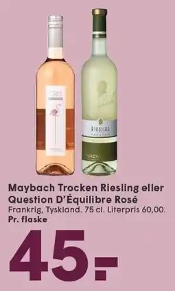 SPAR Maybach Trocken Riesling eller Question D'Éuilibre Rosé tilbud