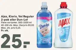 SPAR Ajax, Klorin, vel Regular 2-pak eller Dun-Let tilbud