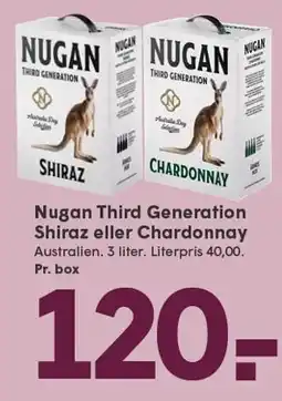 SPAR Nugan Third Generation Shiraz eller Chardonnay tilbud