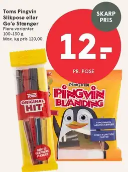 SPAR Toms Pingvin SLikpose eller Go'e Stænger tilbud
