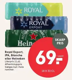 SPAR Royal Export, IPA, Blanche eller Heineken tilbud
