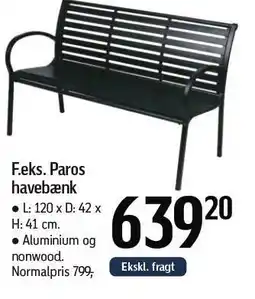 Føtex Paros havebænk tilbud