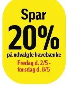 Føtex Spar 20% på udvalgte havebænke tilbud
