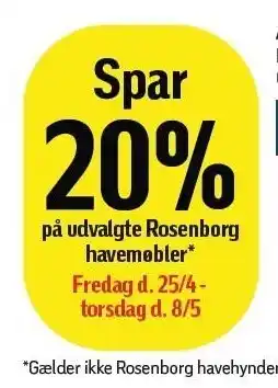 Føtex Spar 20% på udvalgte Rosenborg havemøbler tilbud
