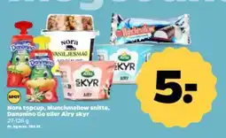 Netto NORA topcup, Munchmellow snitte, Danonino Go eller Airy skyr tilbud