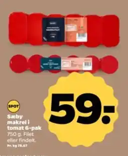Netto SÆBY makrel i tomat 6-pak tilbud