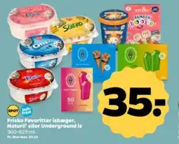 Netto Frisko Favoritter isbæger, Naturli' eller Underground is tilbud