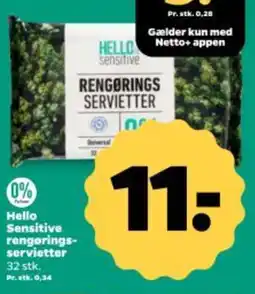 Netto HELLO SENSITIVE rengørings- servietter tilbud