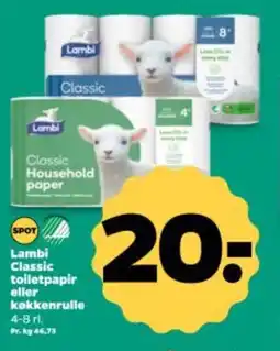 Netto LAMBI Classic toiletpapir eller køkkenrulle tilbud