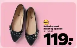 Netto Ballerina med nitter og spænde tilbud