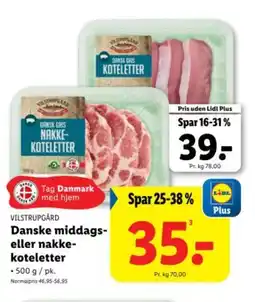 Lidl VILSTRUPGÅRD Danske middags- eller nakke- koteletter tilbud