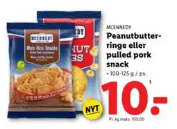 Lidl MCENNEDY Peanutbutter- ringe eller pulled pork snack tilbud