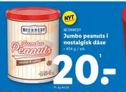 Lidl MCENNEDY Jumbo peanuts i nostalgisk dåse tilbud