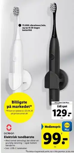 Lidl OCLEANElektrisk tandbørste tilbud
