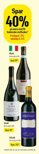 Føtex Spar 40% på mere end 50 italienske vinflasker tilbud