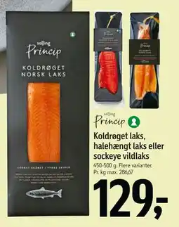 Føtex Koldrøget laks, halehængt laks eller sockeye vildlaks tilbud