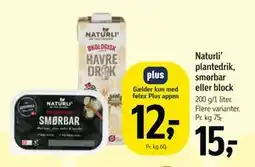 Føtex Naturli’ plantedrik, smørbar eller block tilbud