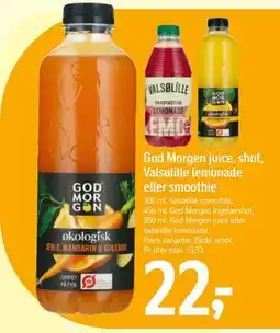 Føtex God Morgen juice, shot, Valsølille lemonade eller smoothie tilbud