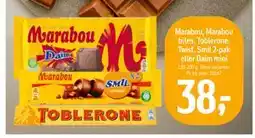 Føtex Marabou, Marabou bites, Toblerone, Twist, Smil 2-pak eller Daim mini tilbud