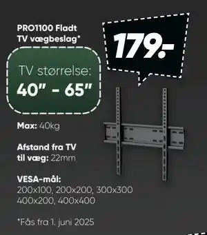 PRO1100 Fladt TV vægbeslag
