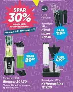 Bilka SPAR 30% på alle Wilfa køkkenapparater tilbud