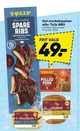 Bilka Gøl storkøbspølser eller Tulip BBQ tilbud
