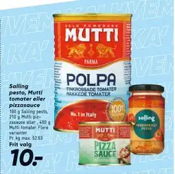 Bilka Salling pesto, Mutti tomater eller pizzasauce tilbud