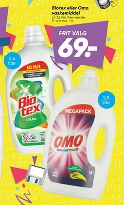 Bilka Biotex eller Omo vaskemiddel tilbud
