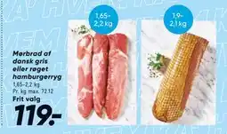 Bilka Mørbrad af dansk gris eller røget hamburgerryg tilbud