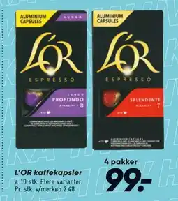 Bilka L’OR kaffekapsler tilbud