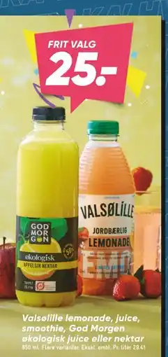 Bilka Valsølille lemonade, juice, smoothie, God Morgen økologisk juice eller nektar tilbud