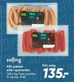 Bilka XXL pølser eller spareribs tilbud