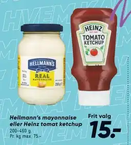 Bilka Hellmann’s mayonnaise eller Heinz tomat ketchup tilbud