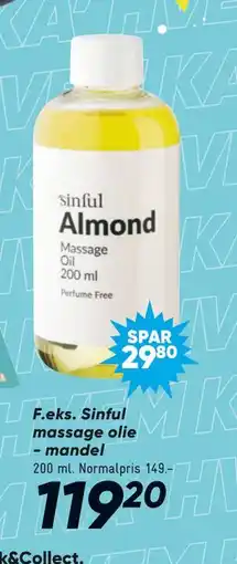 Bilka Sinful massage olie - mandel tilbud