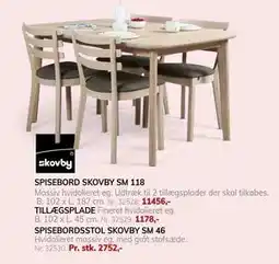 Daells Bolighus SPISEBORDSSTOL SKOVBY SM 46 tilbud