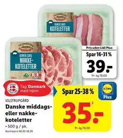 Lidl Danske middags- eller nakkekoteletter tilbud