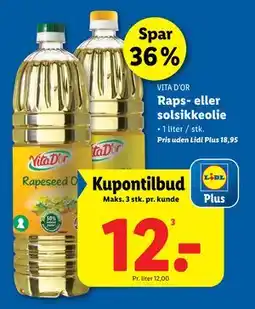 Lidl Raps- eller solsikkeolie tilbud