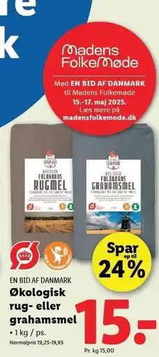 Lidl EN BID AF DANMARK Økologisk rug- eller grashamsmel tilbud