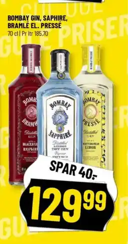 Løvbjerg BOMBAY GIN, SAPHIRE, BAY GIN, S. BRAMLÉ EL. PRESSÉ tilbud