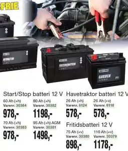 Harald Nyborg Start/Stop batteri 12 V, Havetraktor batteri 12 V eller Fritidsbatteri 12 V tilbud