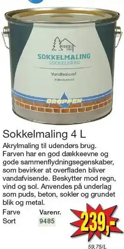 Harald Nyborg DROPPEN Sokkelmaling 4 L tilbud