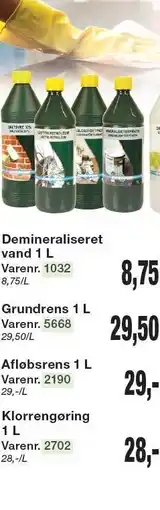 Harald Nyborg DROPPEN Demineraliseret vand 1 L, Grundrens 1 L, Afløbsrens 1 L eller Klorrengøring 1 L tilbud