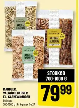 Løvbjerg MANDLER, VALNØDDEKERNER EL. CASHEWNØDDER Delicata tilbud