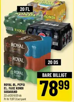 Løvbjerg ROYAL ØL, PEPSI EL. FAXE KONDI SODAVAND tilbud
