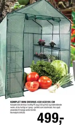 Land & Fritid Komplet mini drivhus 43x143x195 cm tilbud