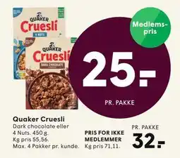 SPAR Quaker Cruesli tilbud