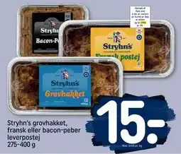 REMA 1000 Stryhn's grovhakket, fransk eller bacon-peber leverpostej 275-400 g tilbud