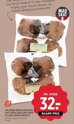 MENY JALM&B ØKOLOGISKE ARTISAN BOLLER MED ELLER UDEN SESAM tilbud