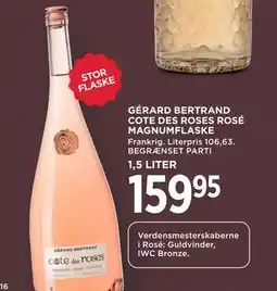 MENY GÉRARD BERTRAND COTE DES ROSES ROSÉ MAGNUMFLASKE tilbud