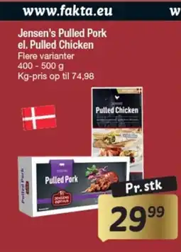 Fakta Tyskland Jensen's Pulled Pork el. Pulled Chicken tilbud